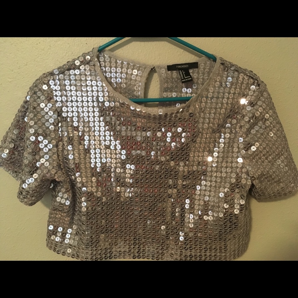 Silver forever 21 crop-top